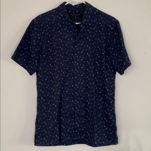 All Saints Dark Navy Floral Print Shirt